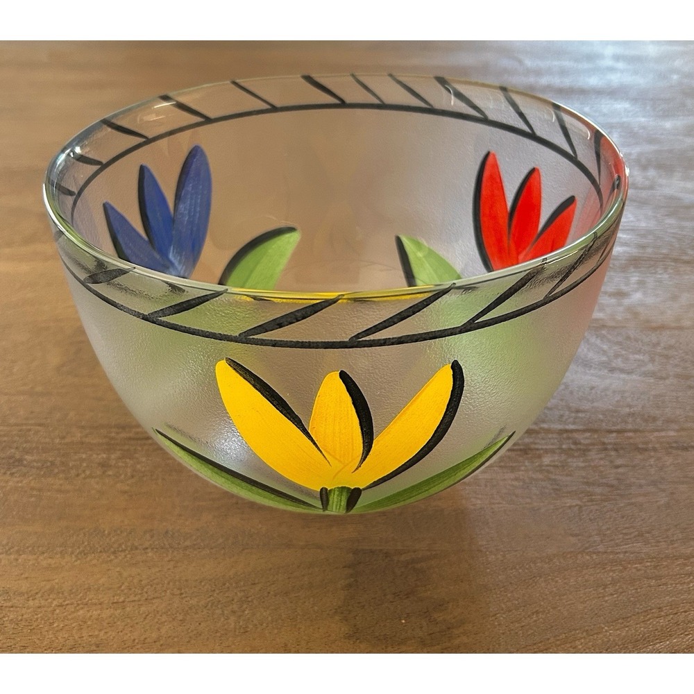 Kosta Boda Tulipa Bowl by Ulrica Hydman-Vallien Textured Hand Painted Signed